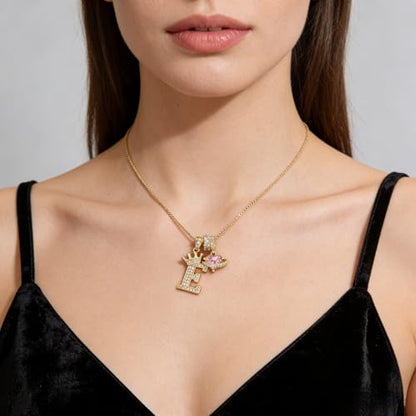 18K Gold & Silver Plated Initial Necklaces for Women - color: E-Gold