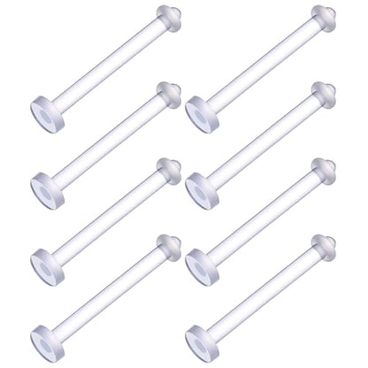 8Pcs Flexible Acrylic Tongue Rings Flat Clear Tongue Ring 14G Plastic Nipple Rings 16mm Length Tongues Piercing Retainer for Work Sport