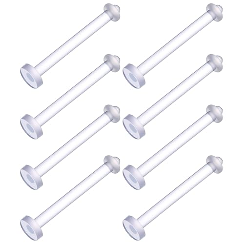 8Pcs Flexible Acrylic Tongue Rings Flat Clear Tongue Ring 14G Plastic Nipple Rings 16mm Length Tongues Piercing Retainer for Work Sport