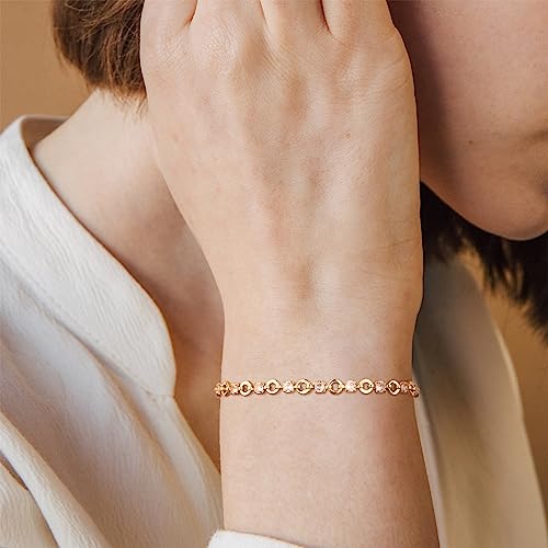 Gold Chain Bracelet for Women, 14K Gold Plated | Dainty Bracelets with Adjustable Chain, Trendy Jewelry Gift for Women - style: white round cz
