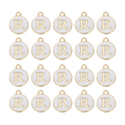 MECCANIXITY Pendants Letter Charm Initial Charm Double Sided Alphabet for DIY Necklace Bracelet Earrings Jewelry Making - style: R