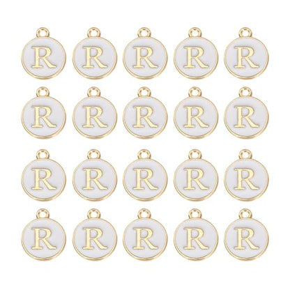 MECCANIXITY Pendants Letter Charm Initial Charm Double Sided Alphabet for DIY Necklace Bracelet Earrings Jewelry Making - style: R
