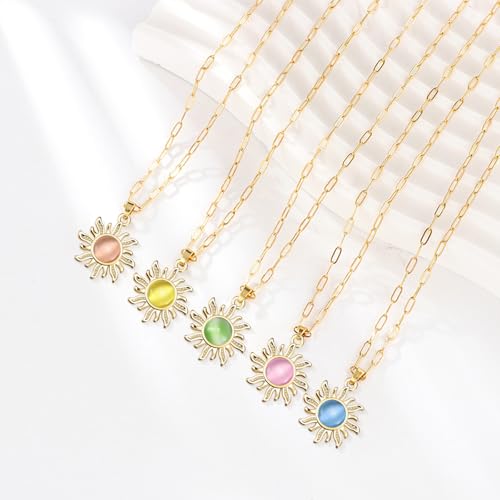30Pcs Cat's Eye Stone Opal Sun Charms Alloy Celestial Planet Charm Sunflower Pendant for Diy Rapunzel Earrings Necklace Bracelet Jewelry Making Supplies - color: Gold