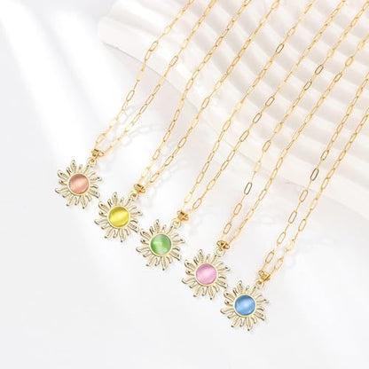 30Pcs Cat's Eye Stone Opal Sun Charms Alloy Celestial Planet Charm Sunflower Pendant for Diy Rapunzel Earrings Necklace Bracelet Jewelry Making Supplies - color: Gold