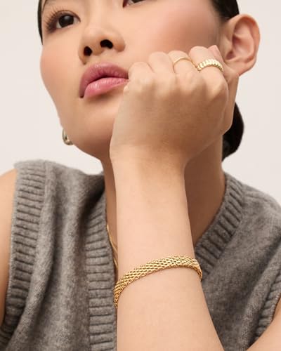 PAVOI 14K Gold Plated Chunky Chain Adjustable Bracelet for Women | Stainless Steel Lightweight Trendy Chain Bracelet - color: White Gold, size: 7 Inches