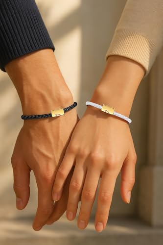 COTATI Matching Couple Bracelets for Him and Her, Friendship Relationship Promise Bracelet for Boyfriend Girlfriend, Anniversary Love Jewelry Gifts Set - color: Black-White