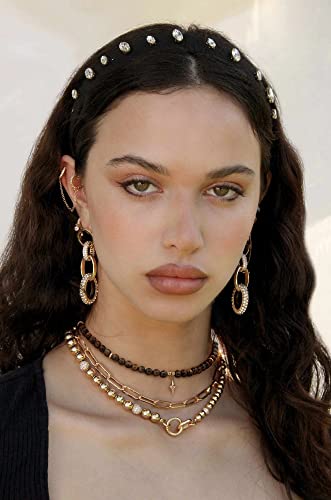 PEARLADA Turquoise Beaded Choker Necklace Chakra Stone Necklace Adjustable - color: Tiger Eye Beads 6mm