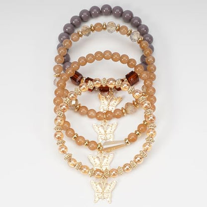 Boho Wooden Beads Bracelets Bohemian Bracelet Stack for Men Women Wood Beaded Bracelet Set - color: P