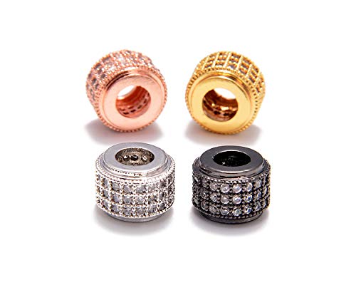 AD Beads Zircon Pave Rhinestones Rondelle Big Hole Bracelet Connector Spacer Beads 10pcs Mixed Color 6x7mm - color: 10pcs Mixed Color 3 Row Rondelle (6x7mm)
