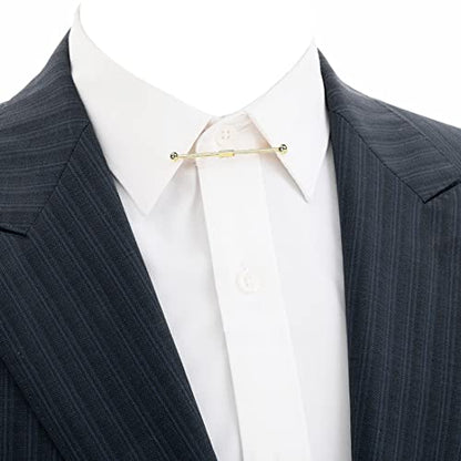 3PCS Men's Classic Tie Clips - Shirt Collar Clip Bar for Necktie - Gold, Silver, Black Tone - Tie Pins, Collar Holder - style: 75mm Length