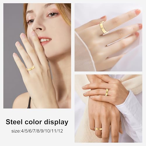 YCSLYW Ladies Stainless Steel Ring Love Friendship Ring Golden high polishing, low allergy Wedding Jewelry Valentine's Day Birthday Gift, 5-10 - color: Gold, size: 6