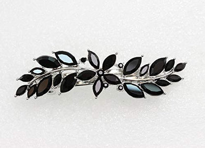 Faship Gorgeous Black Rhinestone Crystal Small Flower Hair Barrette Clip - color: Black