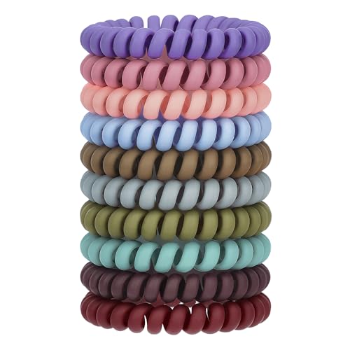 JessLab Spiral Hair Ties for Women, 10-Pack Traceless No-Damage Ponytail Holders, Coils Hair Bands for Girls, Assorted Colors - color: #33