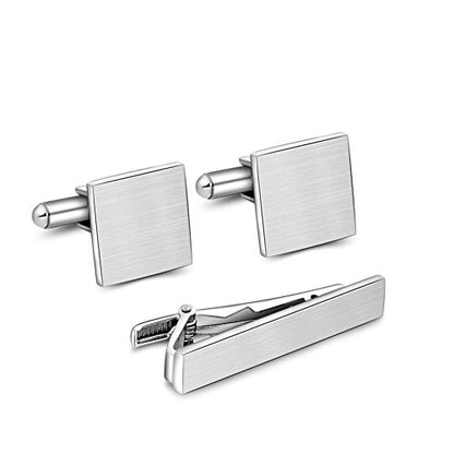 Stainless Steel Cufflink and tie Clip Set with Business Part