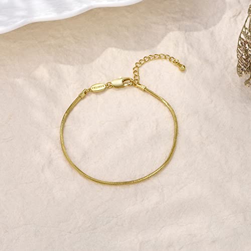 FRUMOS Dainty Layering Bracelets for Women 18 k Gold Plated Fashion Adjustable Chunky Cuban Paperclip Link Chain Bracelets Jewelry for Women Gift - color: Square snake bracelet