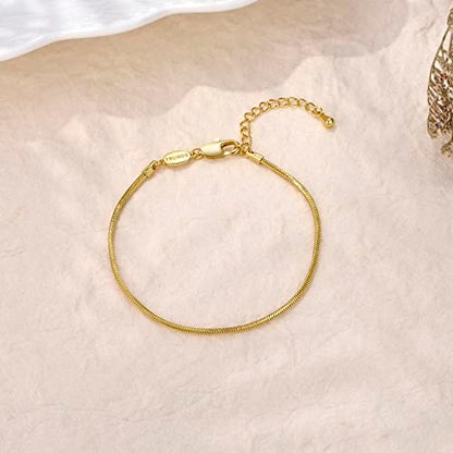 FRUMOS Dainty Layering Bracelets for Women 18 k Gold Plated Fashion Adjustable Chunky Cuban Paperclip Link Chain Bracelets Jewelry for Women Gift - color: Square snake bracelet