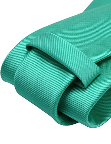 GUSLESON 3.15"（8cm） Solid Color Necktie and Pocket Square Cufflinks Sets For Men + Gift Box - color: Aqua