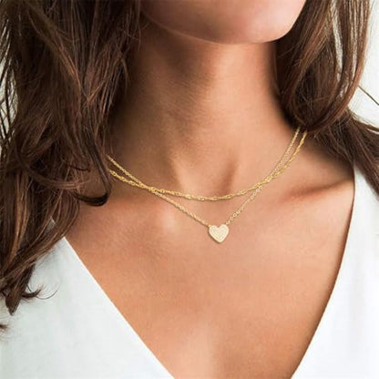 Gold Layered Necklaces for Women, 14K Gold Plated Paperclip Snake Chain Necklace Set, Dainty Coin Cross Tear Pendant Layering Choker Necklaces, Simple Trendy Stackable Jewelry Gifts - color: Diamond Heart Necklace