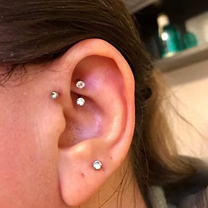 Rook Piercing Jewelry Rook Earrings for Women Eyebrow Rings Surgical Steel Vertical Labret Jewelry 16g 14g Curved Barbell Snug Daith Surface Tragus Piercing Jewelry Silver Gold - color: A2-3 pairs -gold