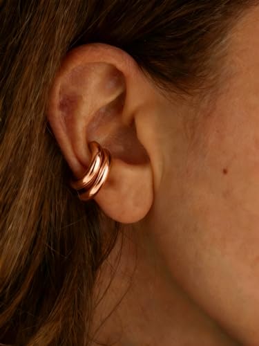 MUMREUES Chunky Ear Cuffs Non Piercing for Women 14K Gold Plated Cuff Earring Trendy Clip on Cartilage Helix Earrings Fake Earring Jewelry Gift - color: Rose Gold