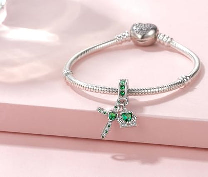 Silver Cross Birthstones Charm Fit for Pandora Charms Bracelet Crown Dangle Charms Beads Birthday Jewelry Gifts for Women - style: May