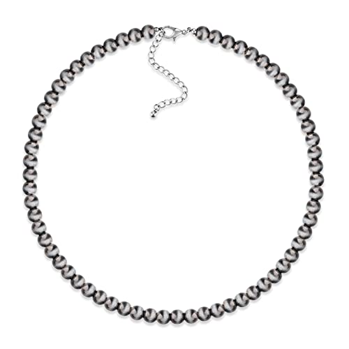Navajo Pearl Necklace Western Jewelry for Women Cowgirl | Layered Western Necklaces Country Concert Choker Jewelry Gift - color: turquoise 6mm