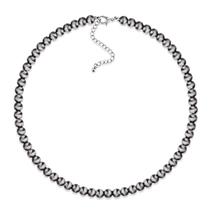 Navajo Pearl Necklace Western Jewelry for Women Cowgirl | Layered Western Necklaces Country Concert Choker Jewelry Gift - color: turquoise 6mm