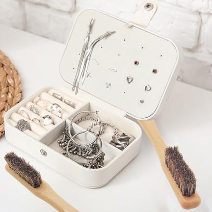 7 Pcs Horsehair Detail Brush Set - 2 Silver Cleaning Horsehair Brushes + 5 Polish Cloth, Detailing Brush & Polishing Cloth for Silverware, Jewelry, Plateware & Sterling Silverware - size: 2Brushes+5Polishing Cloth