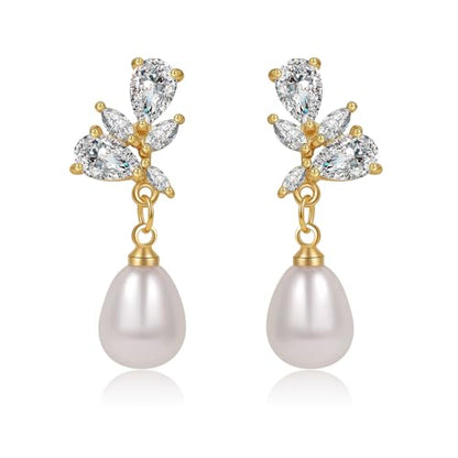 Pearl Earrings for Women Gold Pearl Drop Dangle Earrings Wedding Bridal Bridesmaid Jewelry Gifts for Women - color: Drop pearl-4
