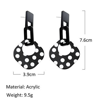 ONLYJUMP Exaggerated Geometry Earrings Acrylic Round Square Triangle Heart Dangle Earrings for Women Multilayer Bohemia Earrings Classic Retro Minimalist Earrings Statement Jewelry - color: Black A