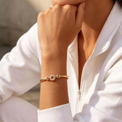 hotoo Gold Plated Bangle Bracelet for Women - style: O-Ring (Gold)