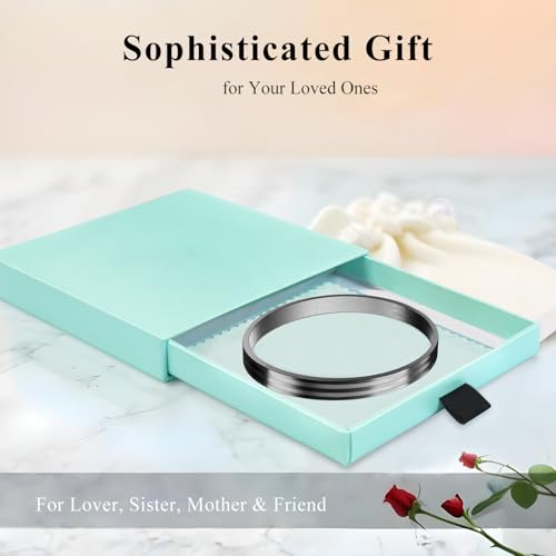 18K Gold Plated Bracelet Love Bangles for Women, 6.7in / 7.1in | Stainless steel, Waterproof & Non tarnish. Elegant & Shining. Verstaile for daily wear, perfect for stacking. Ideal Gift. - color: Black-6.7in