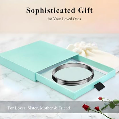 18K Gold Plated Bracelet Love Bangles for Women, 6.7in / 7.1in | Stainless steel, Waterproof & Non tarnish. Elegant & Shining. Verstaile for daily wear, perfect for stacking. Ideal Gift. - color: Black-6.7in