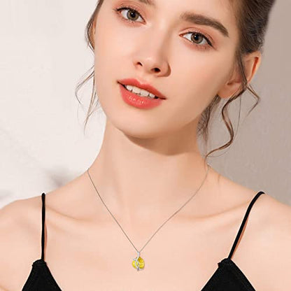 AOBOCO I Love You Sterling Silver 12 Birthstone Heart Pendant Necklace Embellished with Crystals from Austria, Mother's Day Anniversary Birthday Jewelry Christmas Gifts for Women Grandma Nana - color: L-November
