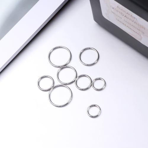 Nose Rings 20G 18G 16G 316L Surgical Steel Hinged Clicker Segment Nose Hoop Helix Cartilage Daith Tragus Sleeper Earrings Body Lip Piercing Jewelry for Women Men 6mm 7mm 8mm 10mm 12mm - style: 12:Silver+Gold-18G*8mm(4pcs)