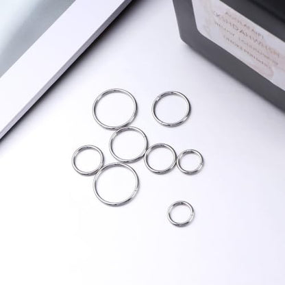 Nose Rings 20G 18G 16G 316L Surgical Steel Hinged Clicker Segment Nose Hoop Helix Cartilage Daith Tragus Sleeper Earrings Body Lip Piercing Jewelry for Women Men 6mm 7mm 8mm 10mm 12mm - style: 12:Silver+Gold-18G*8mm(4pcs)
