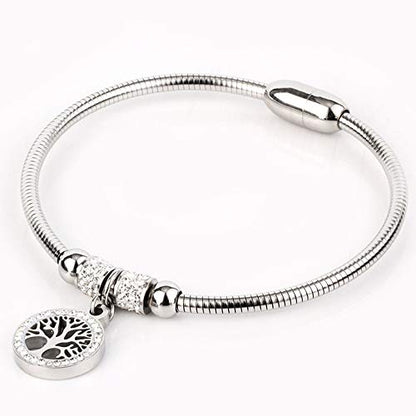 Jude Jewelers Stainless Steel Tree of Life Charm Bangle Bracelet Cocktail Party Anniversary - color: Silver