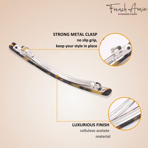 French Amie Long and Thin Large 4 Inch Acetate Hair Clip Barrette | Handmade Shell For Women Girls Teens Adults Everyday Style - color: Tokyo