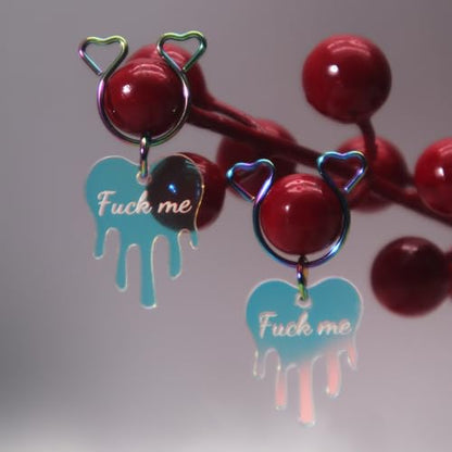 Fake Nipple Rings,Fake Nipple Piercings,Faux Nipple Piercing,Nipple Rings Non Piercing Jewelry - style: F..k Me