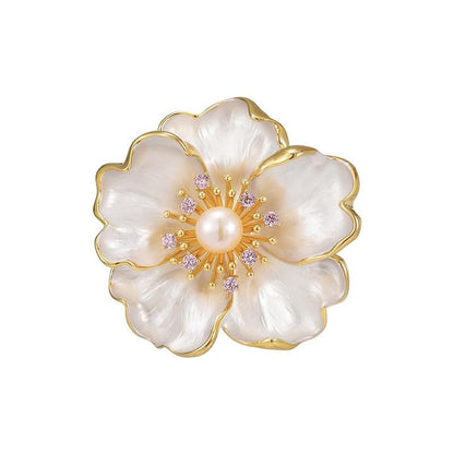 Brooches and Pins for Women Elegant Flower Pearl Brooches Costume Broches Jewelry Lady Christmas Pin for Women - style: Peony