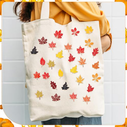 Giegxin 40 Pcs Maple Leaf Enamel Pins Bulk Fall Lapel Pins for Backpacks Autumn Maple Leaf Brooches for Clothes Bags Hats Accessories Gifts - style: Leaves