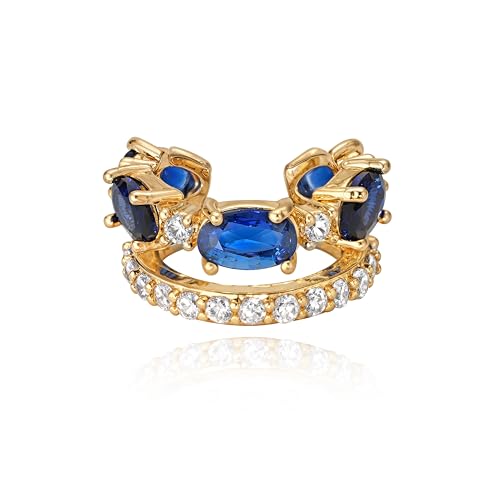 WEARON Ear Cuff Earrings for Women, Ear Cuffs Non Piercing, 14K Gold Plated Jewelry Zircon Diamond Turquoise Earrings Hypoallergenic Jewelry Gifts for Woman - color: Blue/Single
