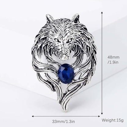HETICA Vintage Animal Dragon Skull Wolf Crown Lion Brooch for Men Women Suit Tie Dress Lapel Pin Fashion Jewelry - style: Vintage Silver Wolf