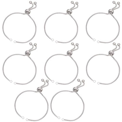 SUNNYCLUE 1 Box 8Pcs Slider Bracelet Chain Adjustable Slider Chain Bulk 304 Stainless Steel Bracelets Extenders with Ball Ends for Jewelry Making DIY Supplies - color: Silver Box Chain, Round Ball End