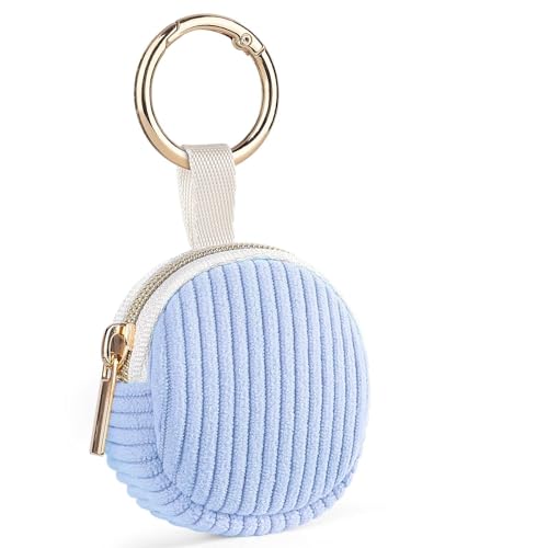Jewelry Ring Holder Keychain, Travel Jewelry Holder Case, Blue | Corduroy Small Travel Ring Keeper Box for Rings, Earrings, Stud, Necklaces, Gifts for Party/ Birthday/ Wedding/ Christmas - color: Blue