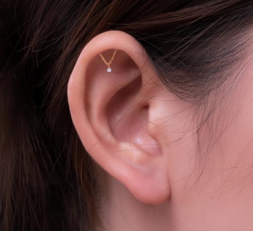 20G/18G/16G Flat Back Earrings Tiny Nose Stud, Cartilage Earring Threadless Tragus Helix Stud Conch Piercing Jewelry - color: Dangle(gold 2pcs), size: 20 gauge (0.8mm post)