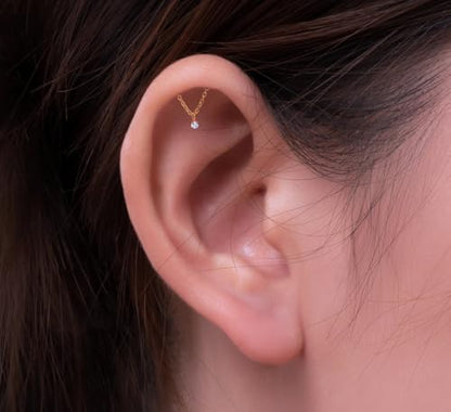 20G/18G/16G Flat Back Earrings Tiny Nose Stud, Cartilage Earring Threadless Tragus Helix Stud Conch Piercing Jewelry - color: Dangle(gold 2pcs), size: 18 gauge (1.0mm post)