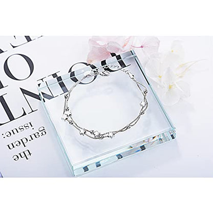 925 Sterling Silver Plated Bracelets for Women Love Heart Charm Chain Bracelet Bangle Fashion Jewelry Gifts - style: heart chain-white