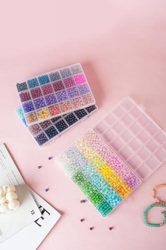 REVKI 72 Colors 6mm Glass Beads for Jewelry Making,3000PCS+ Round Crystal Glass Beads Bracelet Making Kit with Accessories, Bead Starter Kit Crafts Gifts Set Suitable for Teen Adults