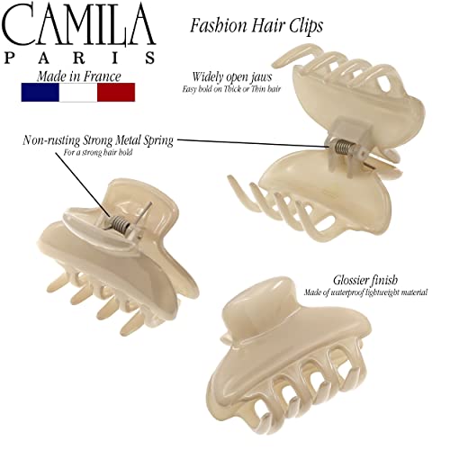 Camila Paris CP3551 French Small Hair Clips for Women, 2.5" Small Claw Clip Fashion Styling Mini Hair Clip Accessories for Women, Strong Hold No Slip Grip Cute Claw Clips, Made in France - color: Nude 2.5"